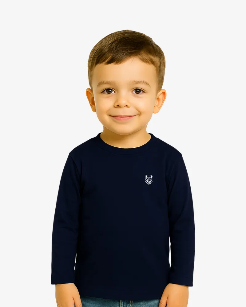 Camiseta manga larga niños Sydney Mr Trendy Bear (azul marino) (delante)