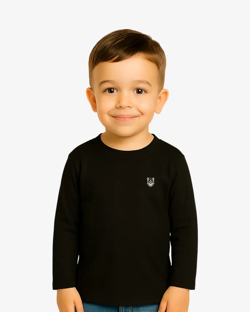 Camiseta manga larga niños Sydney Mr Trendy Bear (negro) (delante)