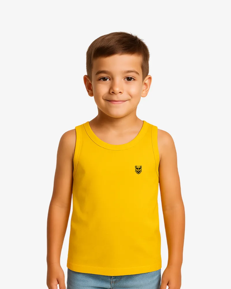 Camiseta tirantes niño Sydney Mr Trendy Bear (amarillo) (delante)