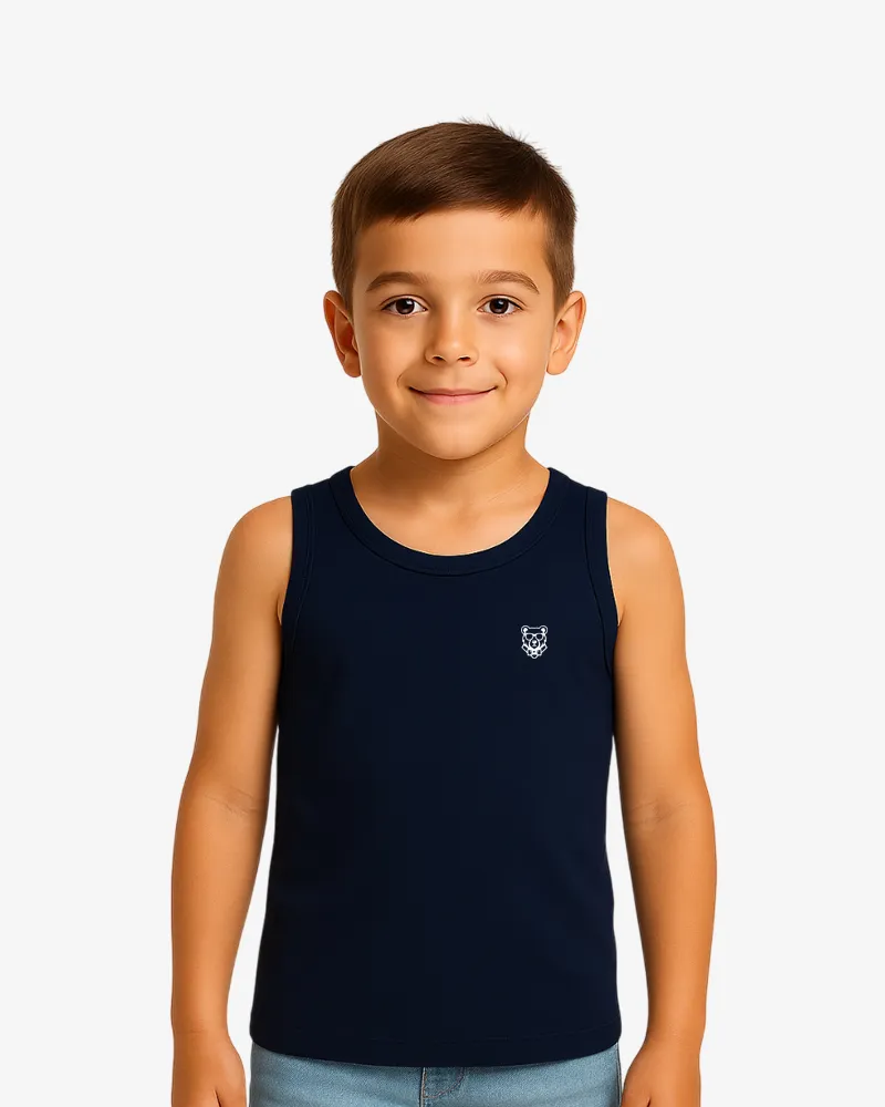 Camiseta tirantes niño Sydney Mr Trendy Bear (azul marino) (delante)