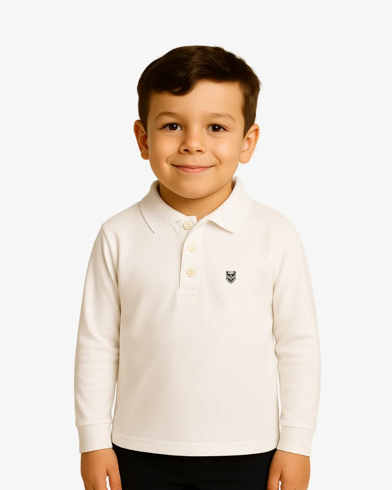 Polo manga larga niños Sydney Mr Trendy Bear (blanco) (delante)