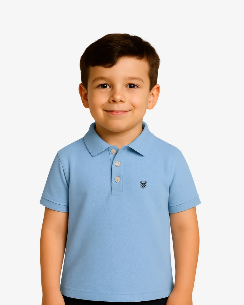 Polo niños Sydney Mr Trendy Bear (azul celeste) (delante)