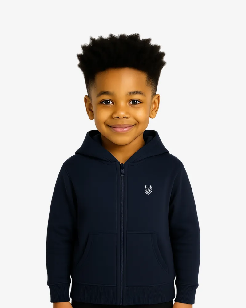 Sudadera capucha cremallera niños Sydney Mr Trendy Bear (azul marino) (delante)