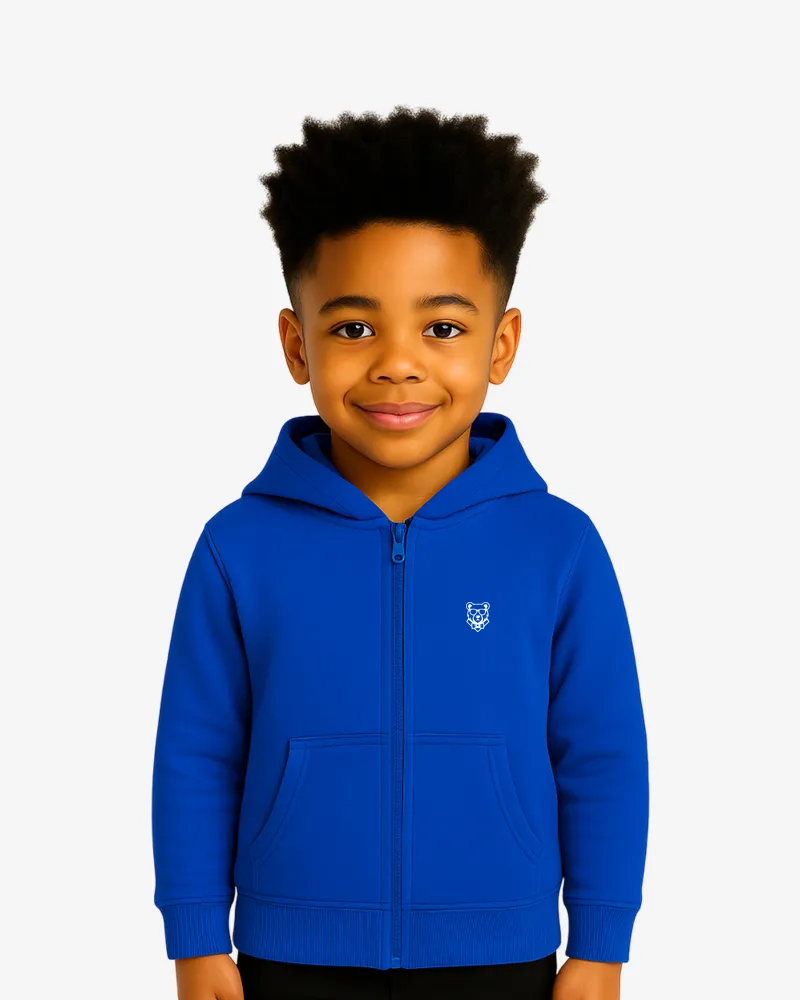 Sudadera capucha cremallera niños Sydney Mr Trendy Bear (azul royal) (delante)