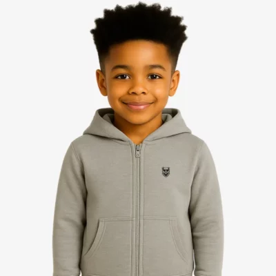 Sudadera capucha cremallera niños Sydney Mr Trendy Bear (gris vigoré) (delante)