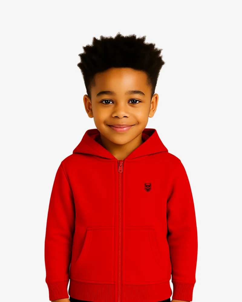 Sudadera capucha cremallera niños Sydney Mr Trendy Bear (rojo) (delante)