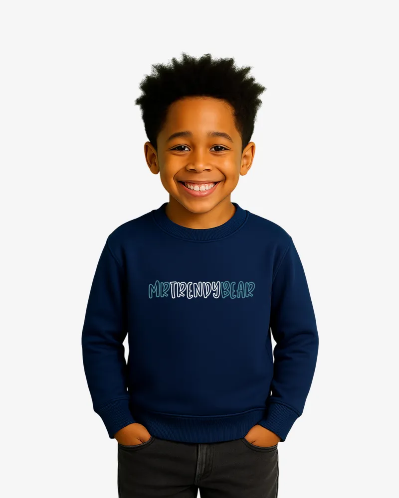 Sudadera niños Melbourne Mr Trendy Bear (azul marino) (delante) Sudadera niños Melbourne Mr Trendy Bear (azul marino) (delante)