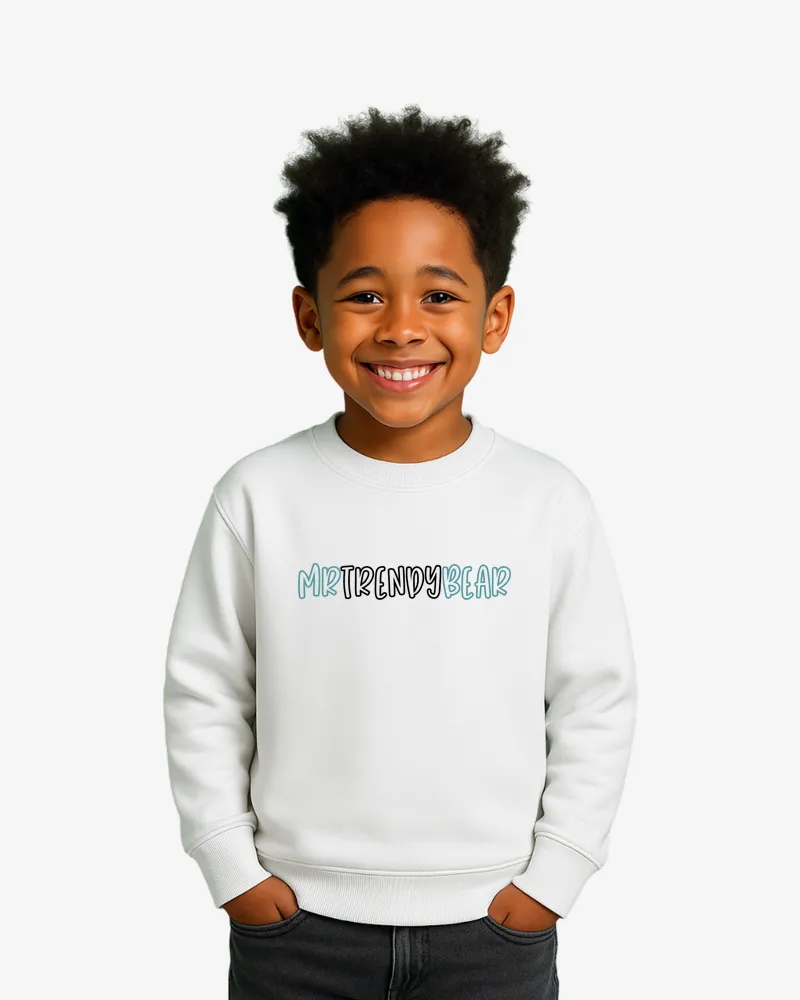 Sudadera niños Melbourne Mr Trendy Bear (blanco) (delante) Sudadera niños Melbourne Mr Trendy Bear (blanco) (delante)