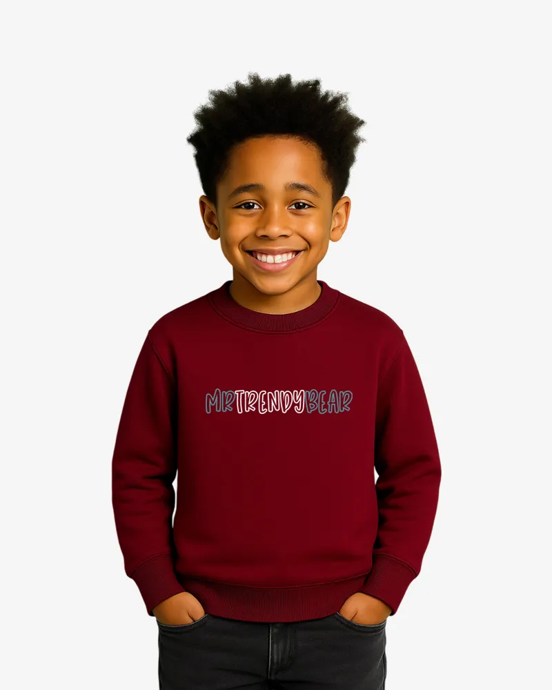 Sudadera niños Melbourne Mr Trendy Bear (granate) (delante) Sudadera niños Melbourne Mr Trendy Bear (granate) (delante)