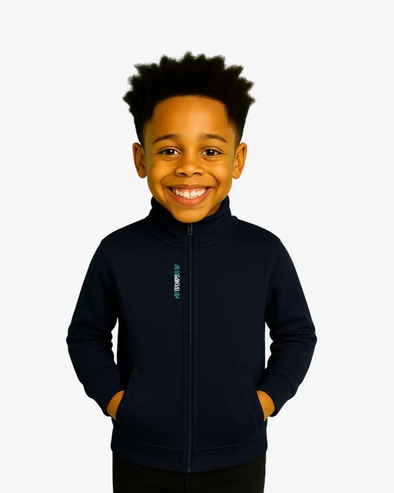 Sudadera niños cremallera Canberra 2 Mr Trendy Bear (azul marino) (delante)