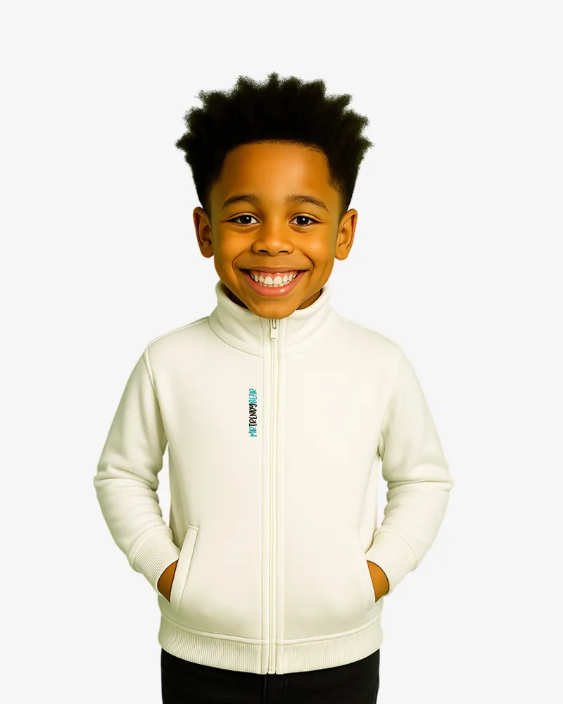 Sudadera niños cremallera Canberra 2 Mr Trendy Bear (blanco) (delante)
