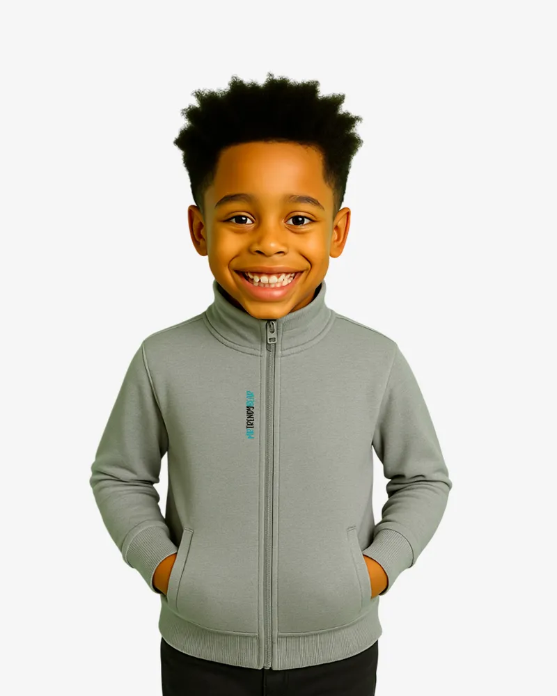 Sudadera niños cremallera Canberra 2 Mr Trendy Bear (gris vigoré) (delante)