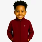 Sudadera niños cremallera Sydney Mr Trendy Bear (granate) (delante)