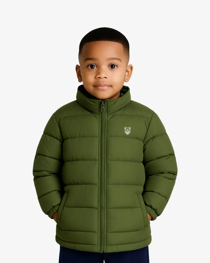 Parka niños Sydney Mr Trendy Bear (verde militar oscuro) (delante)