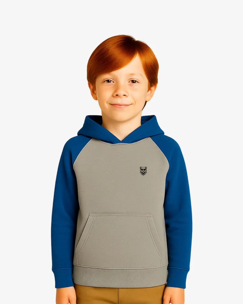 Sudadera Urban niños Sydney Mr Trendy Bear (gris vigoré_azul royal) (delante)