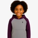 Sudadera Urban niños Sydney Mr Trendy Bear (gris vigoré_púrpura) (delante)